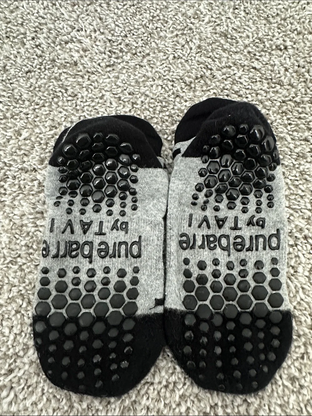 Pure Barre Gray and Black Low-Cut Grip Socks ‘Challenge Finisher'